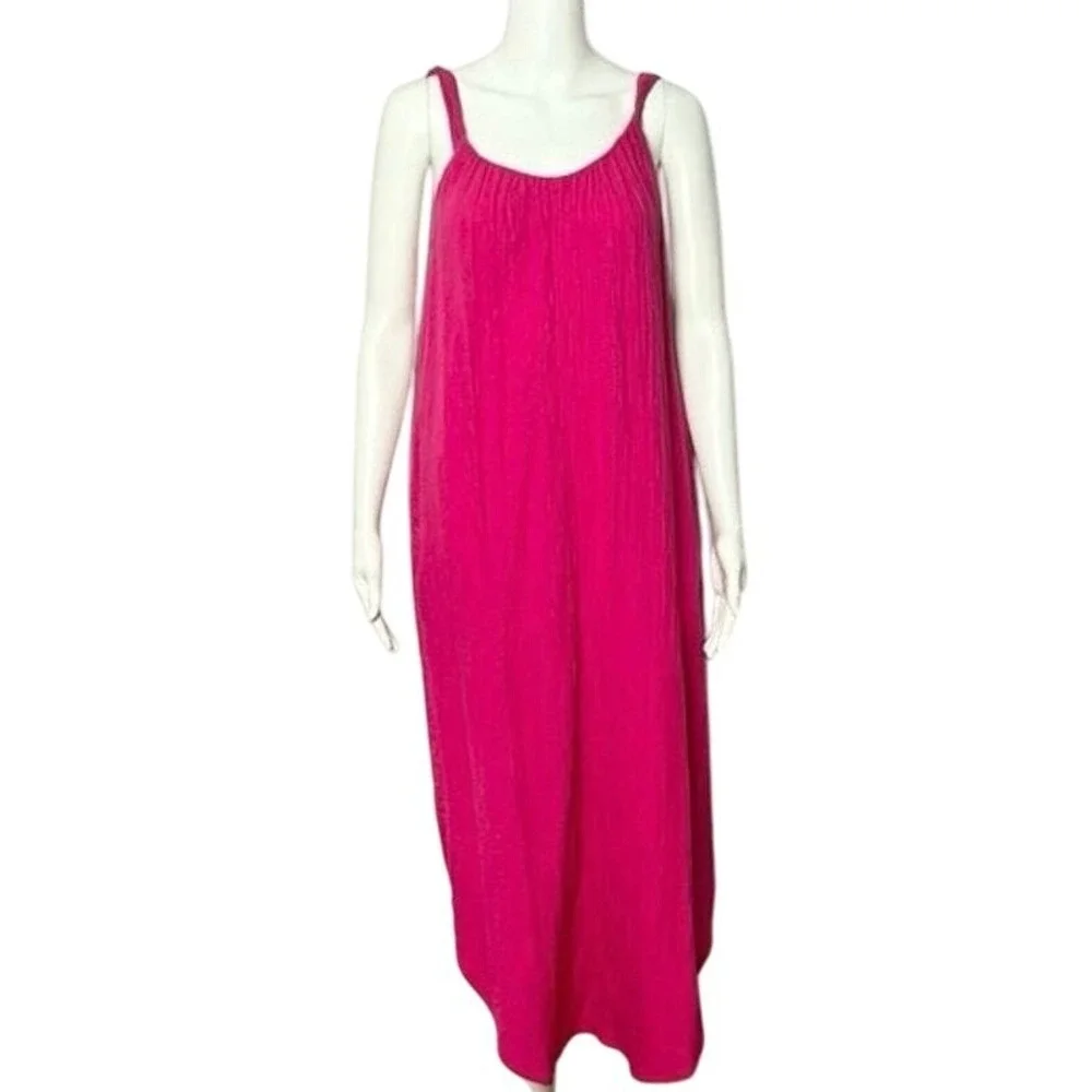 Old Navy Women's‎ Pink Gauze Cami Midi Dress Tie Back Size Small - Picture 3 of 7